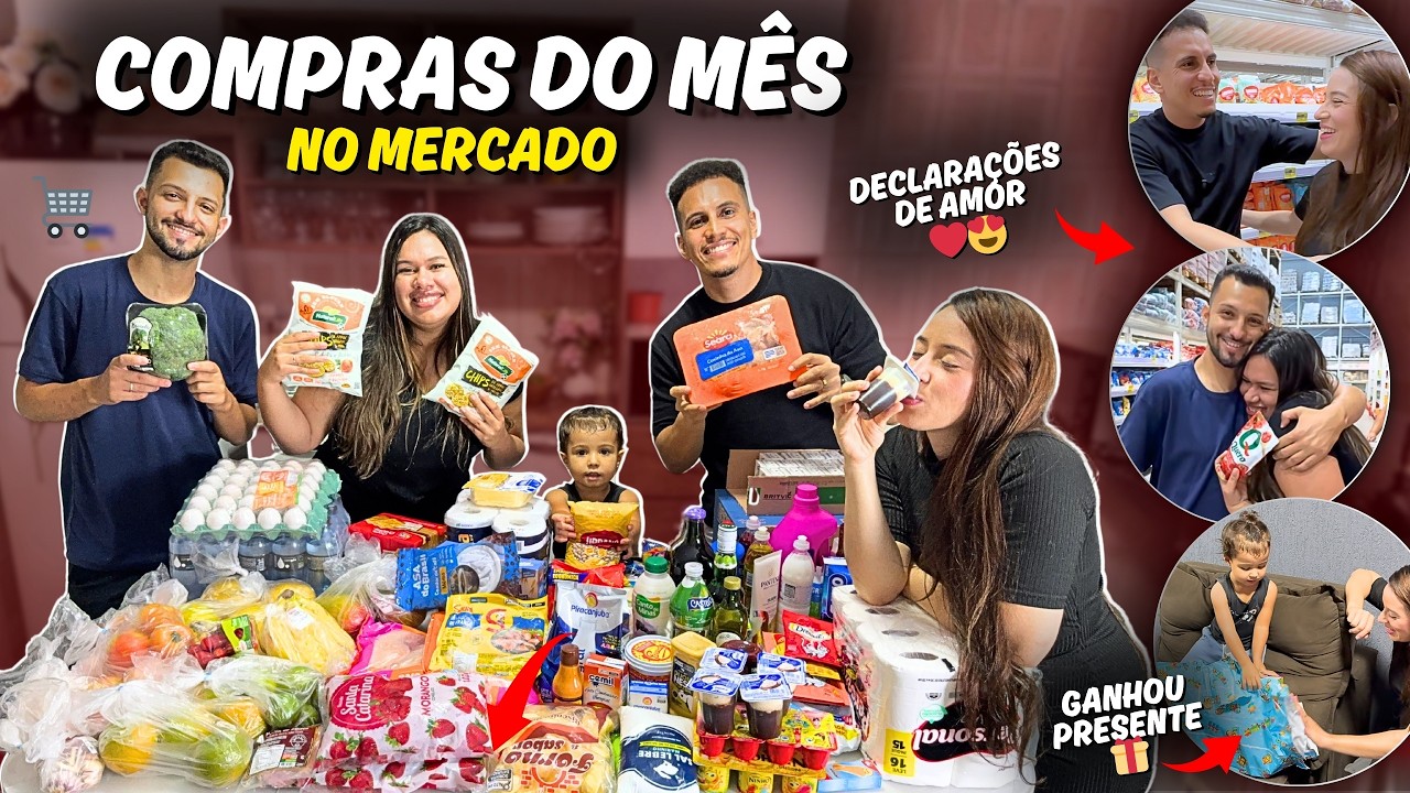 COMPRAS DO MÊS NO MERCADO COM DECLARAÇÕES DE AMOR E PRESENTE NO FINAL | Essa Foi Diferente de Todas