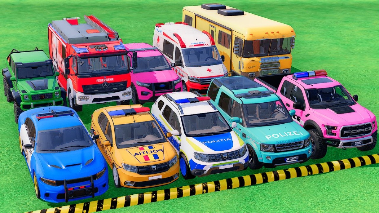 TRANSPORTING DACIA POLICE CARS, FIRE DEPARTMENT, AMBULANCE VEHICLE WITH TRUCKS ! FS22 #43