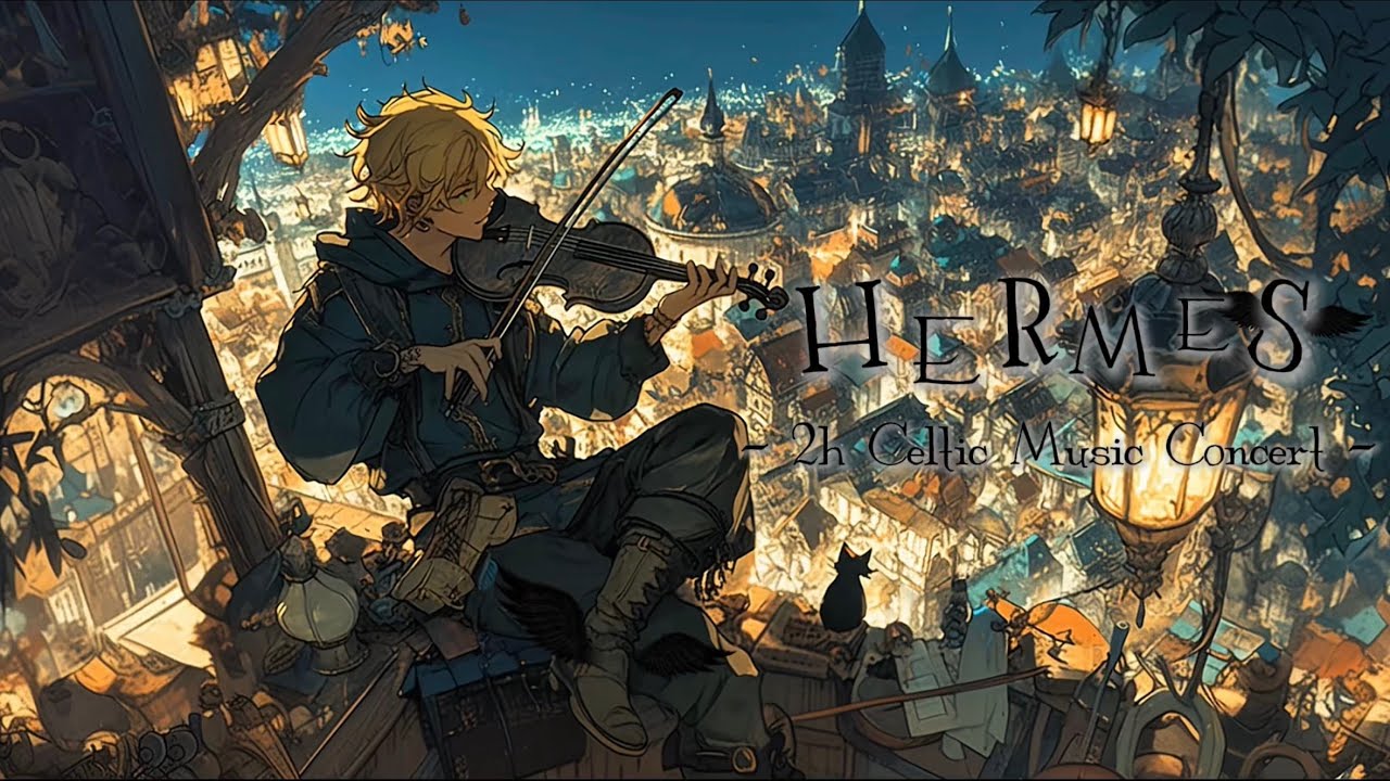 【異世界ケルト音楽/Celtic Music】「ヘルメスの音楽会-God Hermes‘s classical concert」-ギリシャの神の演奏を子猫と聞きながら黄昏れる美しい夜の時間