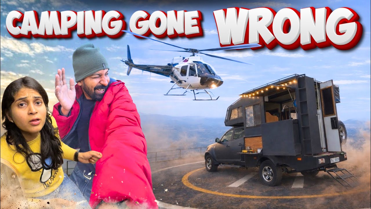 कैंपिंग छोड़कर भागना पड़ा हेलीपैड से 😰 Don't make that mistake🚫Family vanlife in India🚐