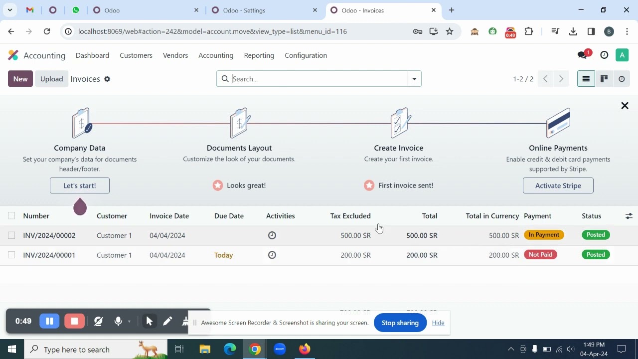 How to print Customer Statements in standard Odoo without a customization