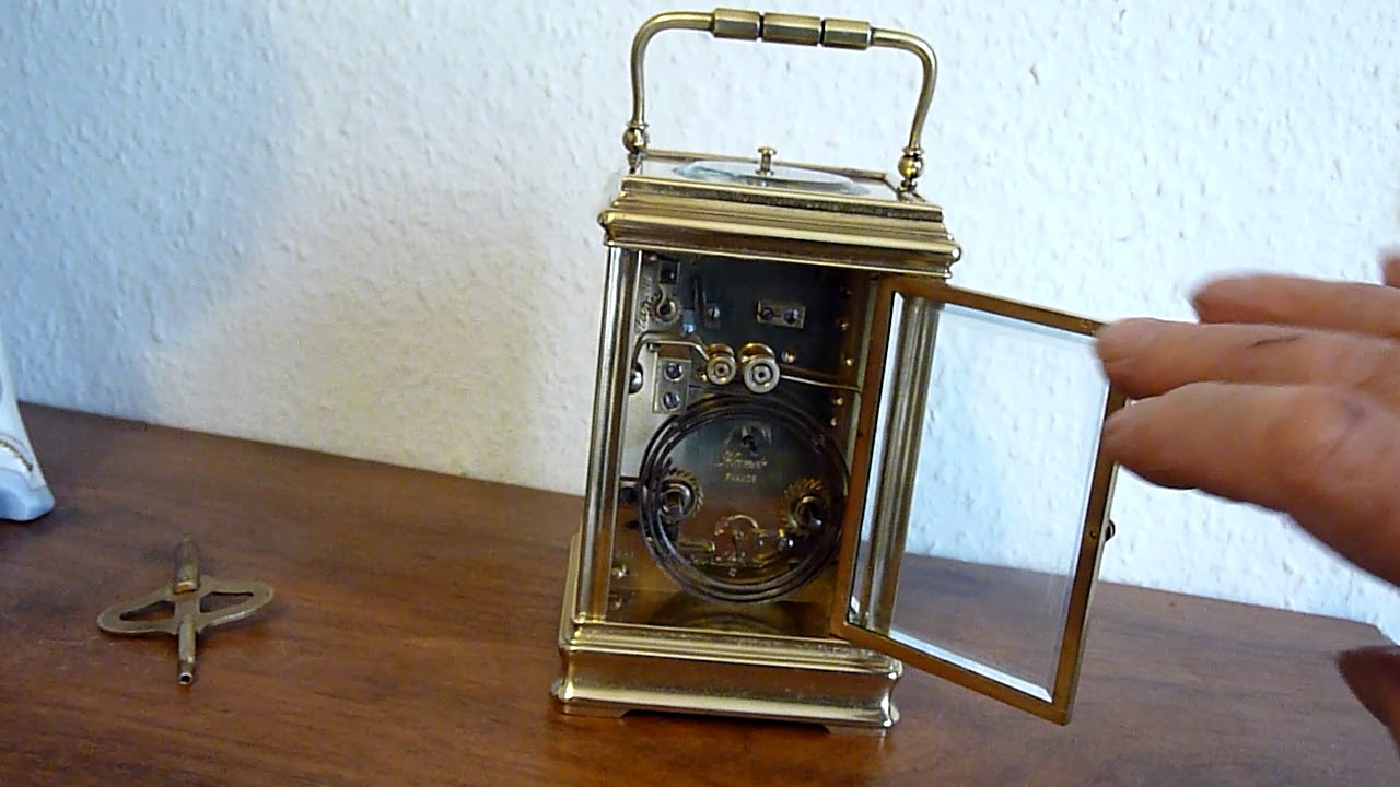 Reiseuhr mit Zentralsekunde um 1870 / rare carriage clock with center seconds