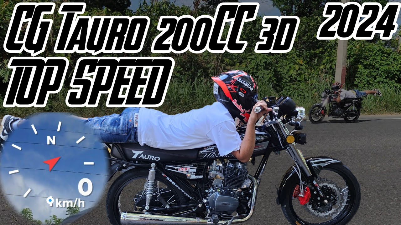 Velocidad máxima CG200 TAURO 3D 2024 nuevo solo mofle M5 arreglado. Top speed con velocímetro go pro