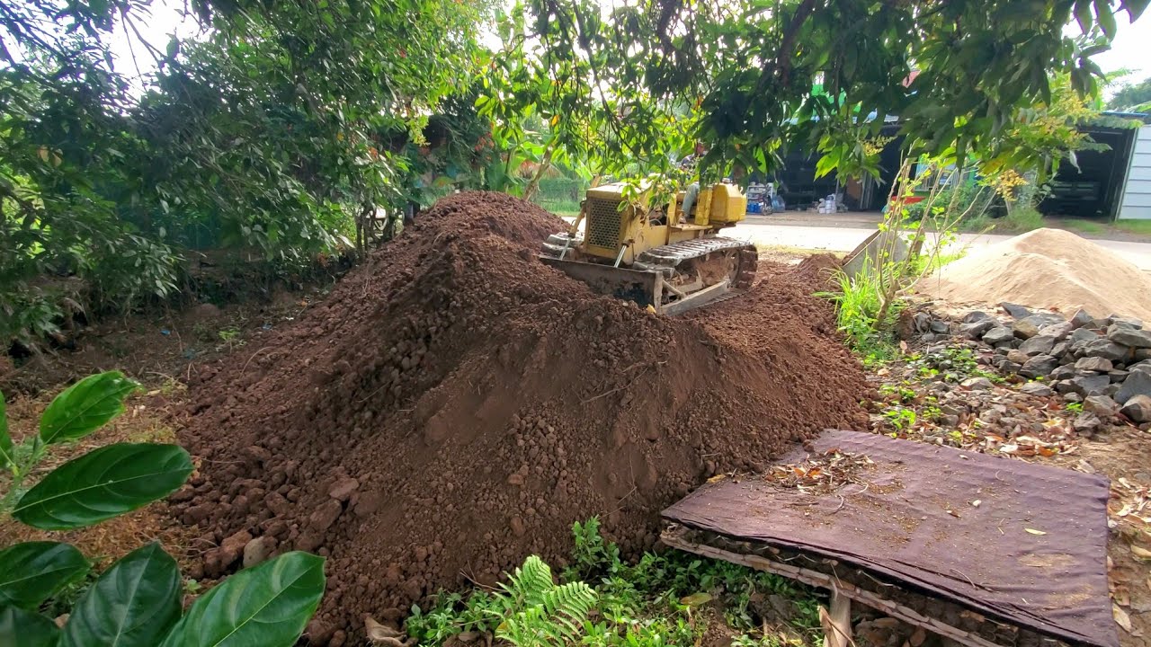 Starting A New Project!! Filling Land Using Bulldozer Push soil with 5ton trucks and Mitsubishi bd2g