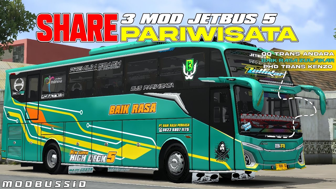 FULL STROBO & ACC‼️ SHARE 3 MOD BUS JB5 PARIWISATA SUPER DETAIL TERBARU || MOD BUSSID