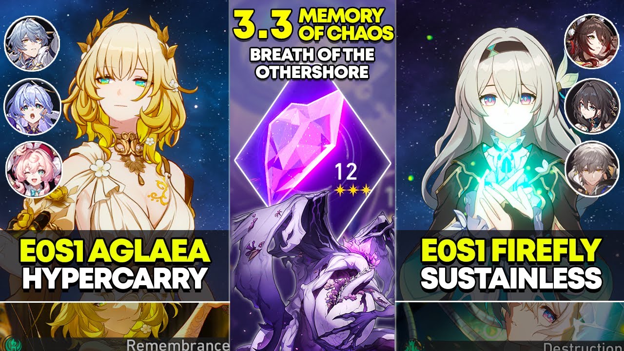 E0S1 Aglaea Hypercarry & E0S1 Firefly Sustainless | Memory of Chaos 12 | Honkai Star Rail 3.3