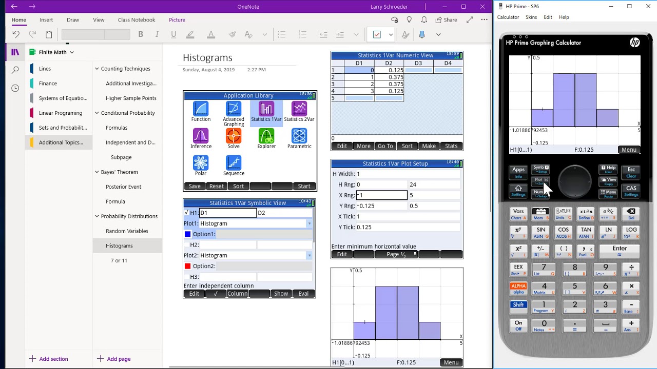 HP Prime Onenote Histograms