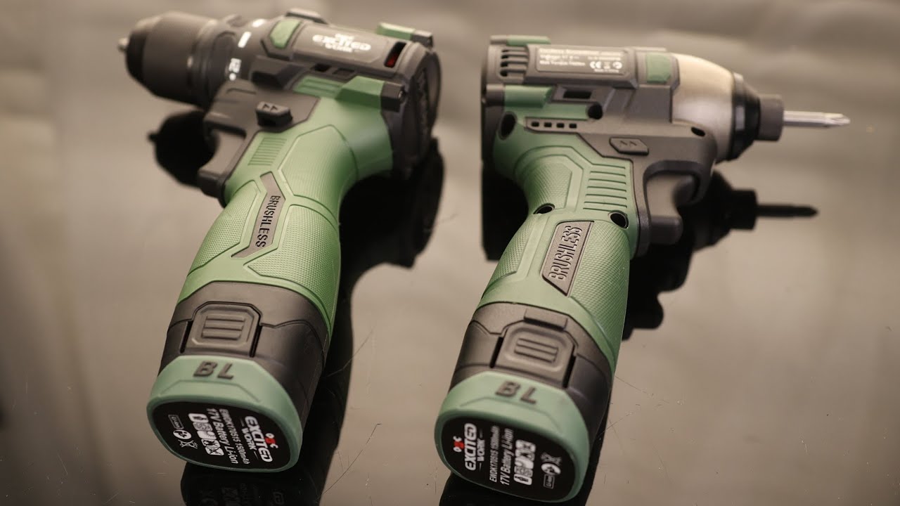 17V Brushless Screwdriver Drill Set, 140Nm Cordless Impact Driver & 55Nm Electric Drill with 3 Speed