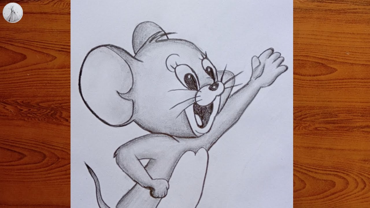 Cute Jerry Drawing for Beginners – How to Draw Jerry Step by Step – Easy Cartoon Mouse Sketch