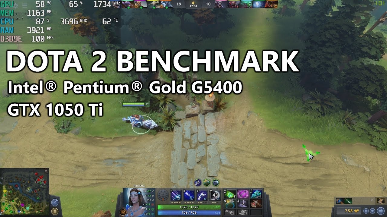 Dota 2 Benchmark | Coffee Lake Pentium G5400 + GTX 1050 Ti