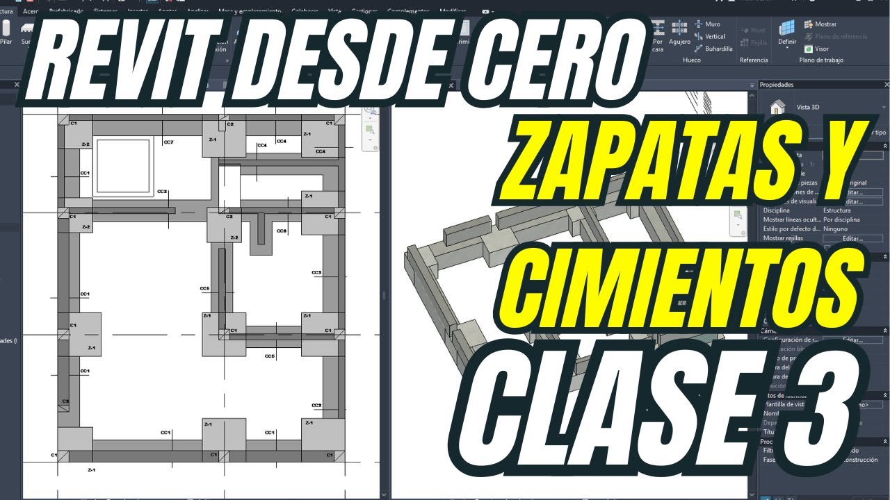 Revit desde cero | Clase 3: Modelado d zapatas, cimiento corrido, sobrecimiento, viga de cimentación