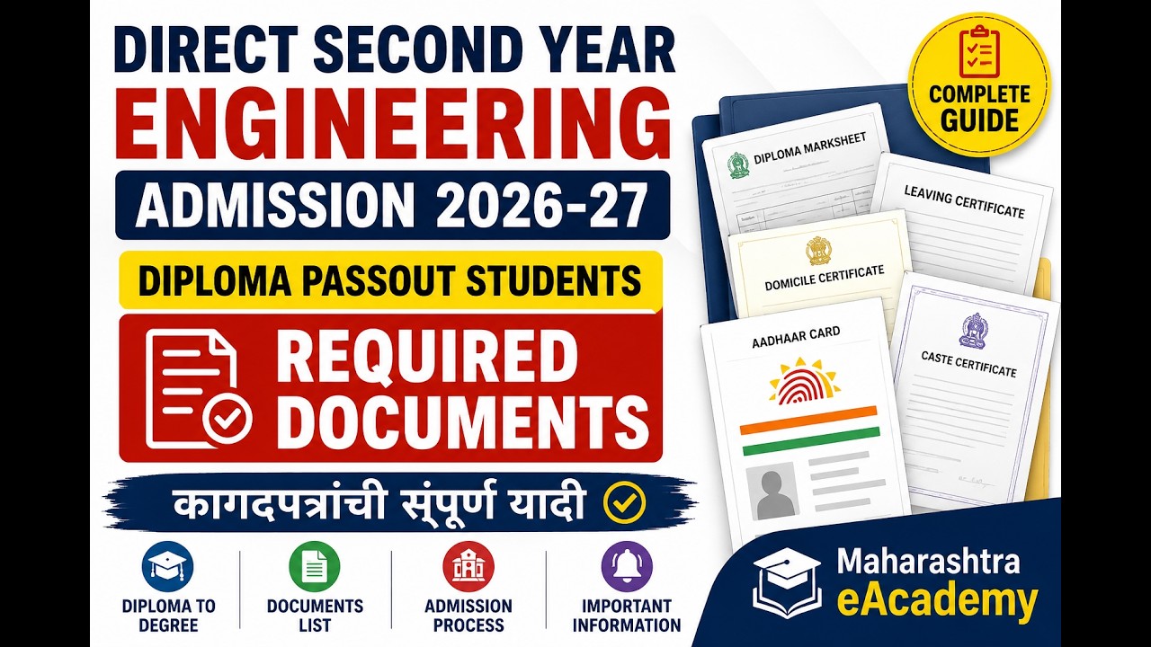 Direct Second Year Engineering Admission 2026-27 | DSE Admission 2026 कागदपत्रांची संपूर्ण यादी.