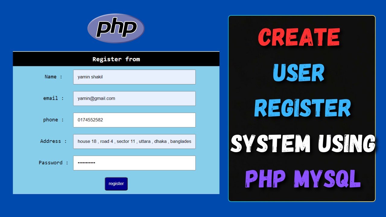 Как создать систему регистрации пользователей с помощью PHP MySql | Проект PHP E-Commerce