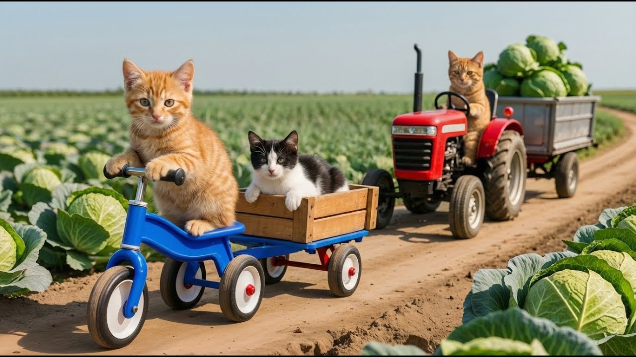 Mama Cat Trims Fur on the Farm and Makes Tiger Hat For Kittens At Home🐾🎩🐯