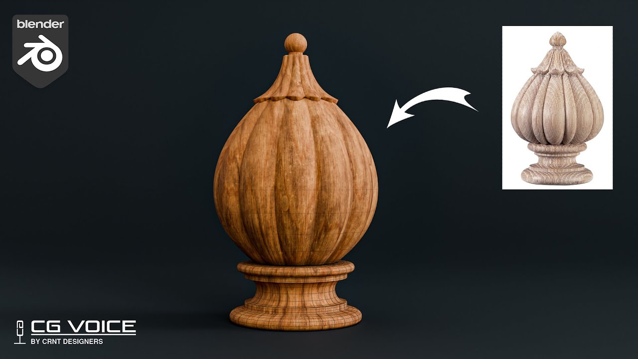 how to model this Wooden Stair Finial design in blender _ blender modeling