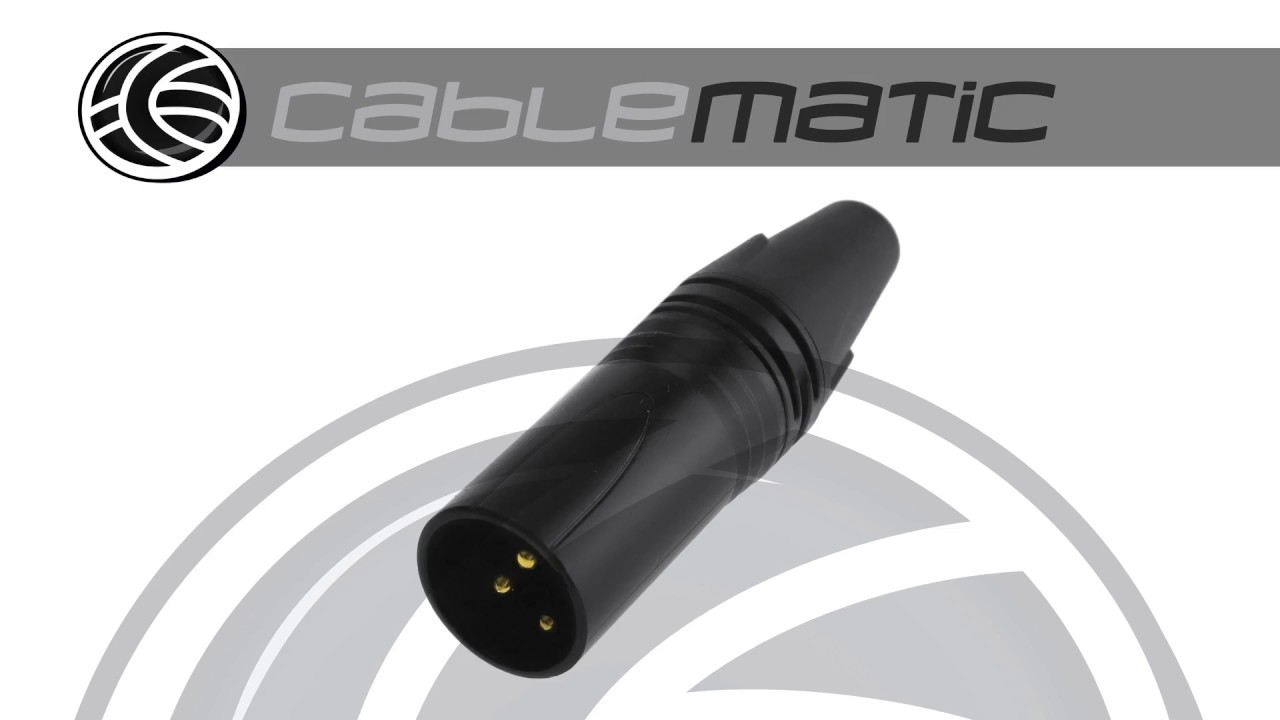 Conector XLR3 3-pin macho met&aacute;lico Negro- distribuido por CABLEMATIC &reg;
