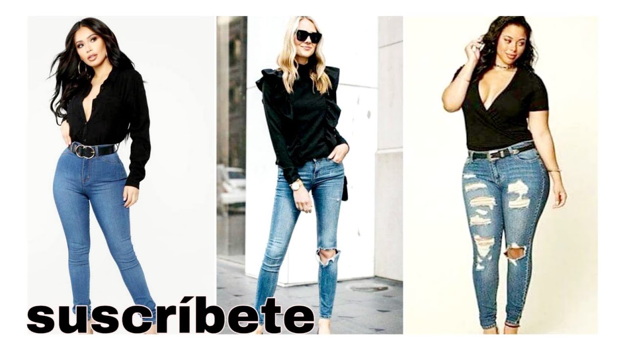👍OUTFITS con BLUSAS NEGRAS Y JEANS 👖 #JEANS #BLUSASNEGRAS