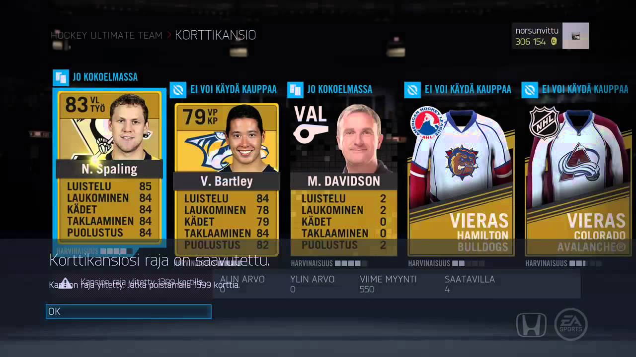 NHL 15 HUT Poista 1399 korttia jatkaaksesi...