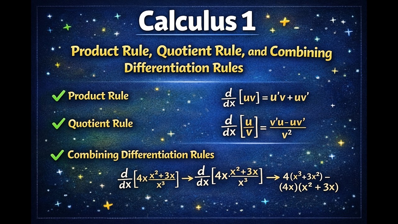 Product Rule, Quotient Rule, and Combining Differentiation Rules | Calculus 1
