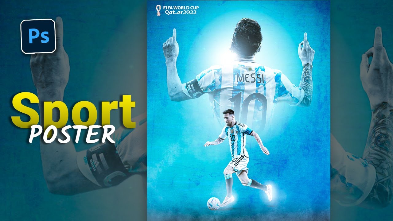 FIFA World cup Messi Sport Poster Design in Photoshop 2022