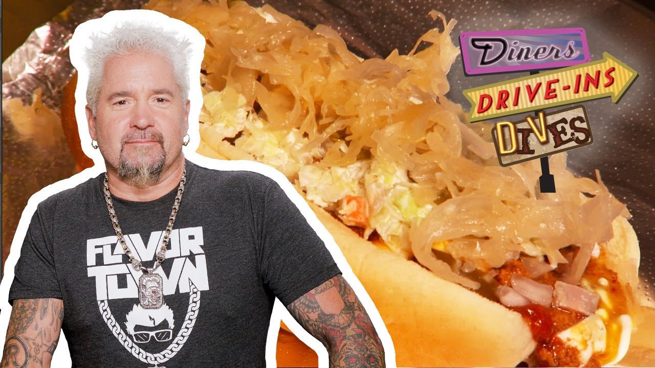 Guy Fieri Eats the 15-INCH Homewrecker Hot Dog at Hillbilly Hotdogs 🌭 | Diners, Drive-Ins & Dives