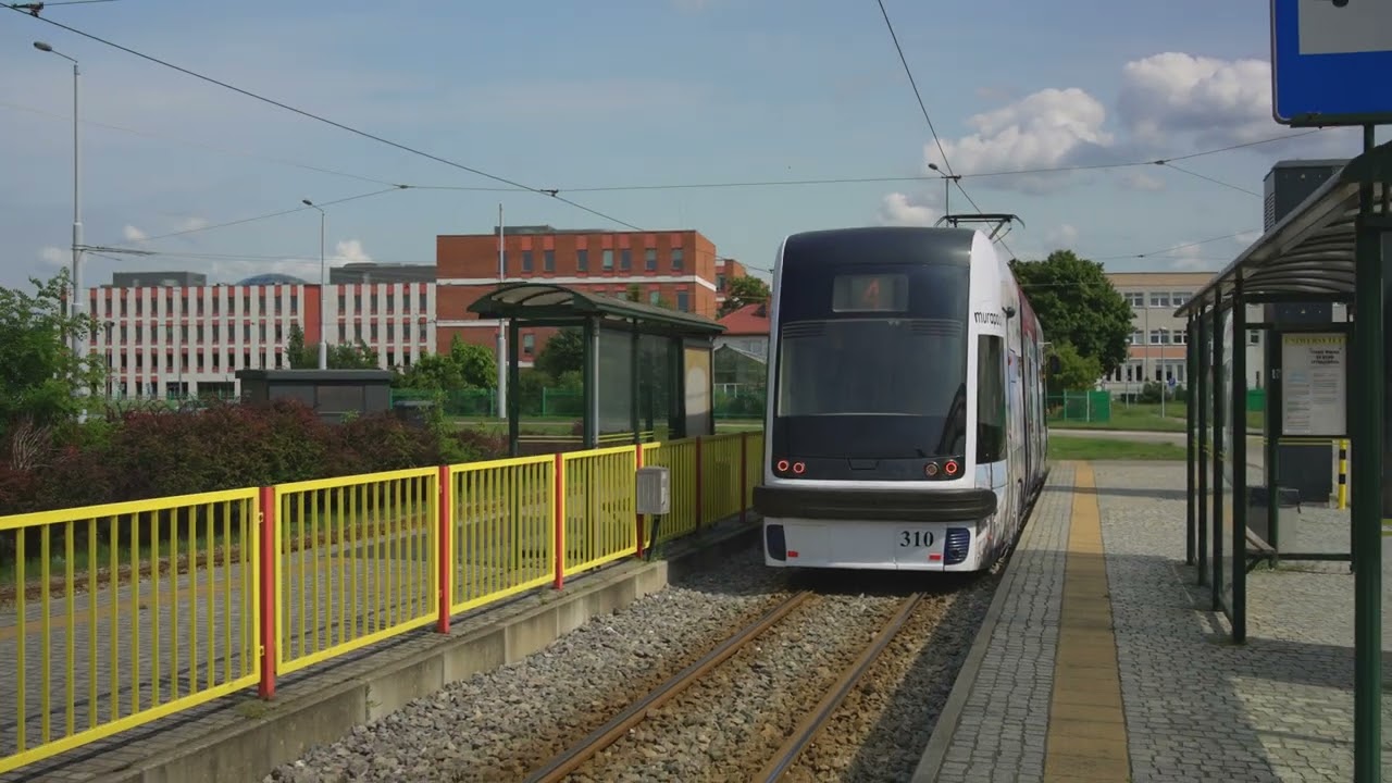 Poland, Toruń, tram 4 ride from Akademiki to Uniwersytet