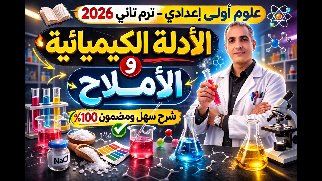 🔥شرح الأدلة الكيميائية والأملاح بسهولة | علوم أولى إعدادي ترم تاني 2026 شرح مبسط + أمثلة وتطبيقات