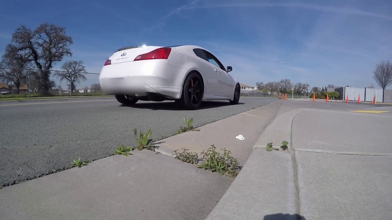 G37 with Meisterschaft muffler & FI RHFC (Cold start/revs/fly-bys)