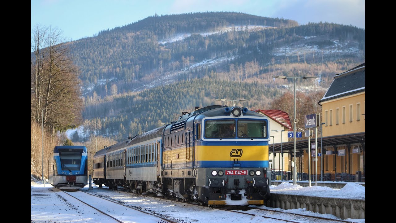 ČD 754 047-9 & 754 077-6 czeska linia kolejowa 292 (trať 292)