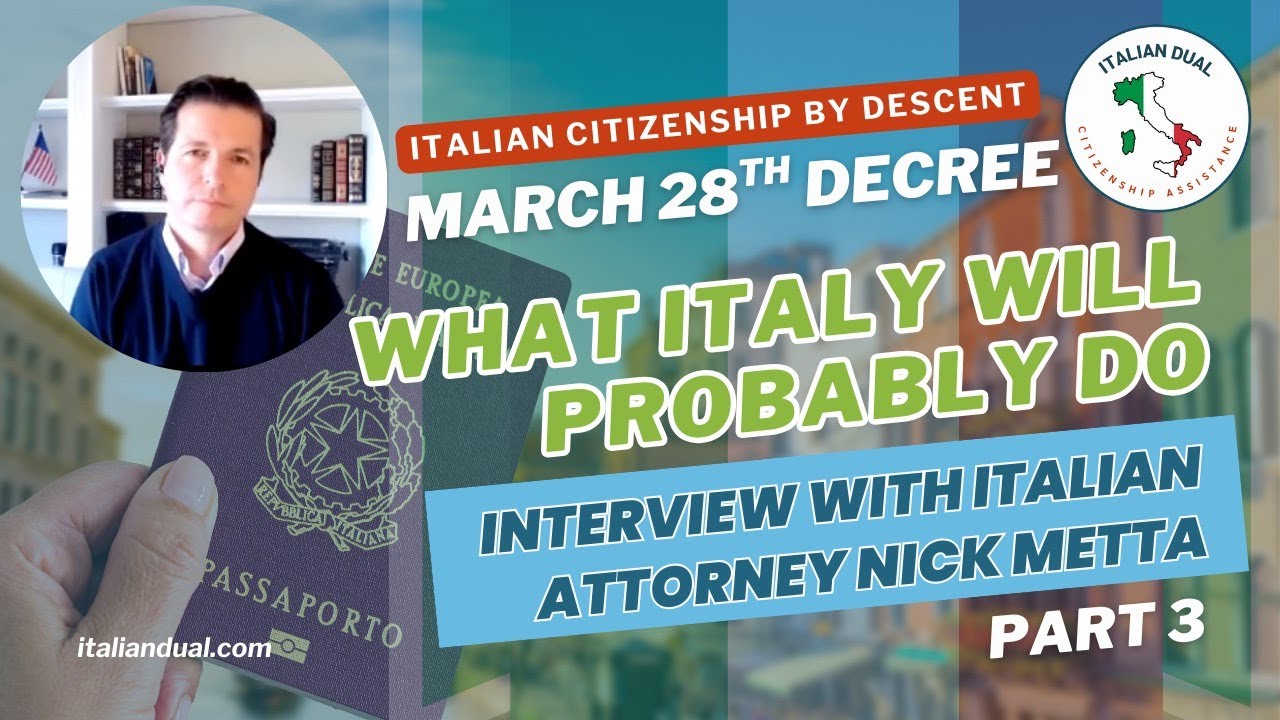 PART 3 🇮🇹  Interview w/ Italian Attorney Nick Metta RE: The Decree I Legal Fallout & What You Can Do