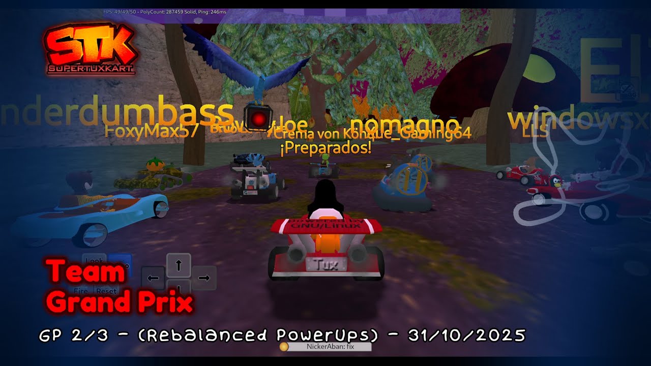 SuperTuxKart 1.5 Online - Team Grand Prix - GP 2/3 - (Rebalanced PowerUps) - 31/10/2025