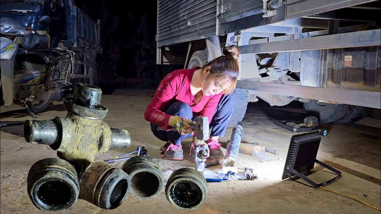Genius girl replaces ball joints for trucks