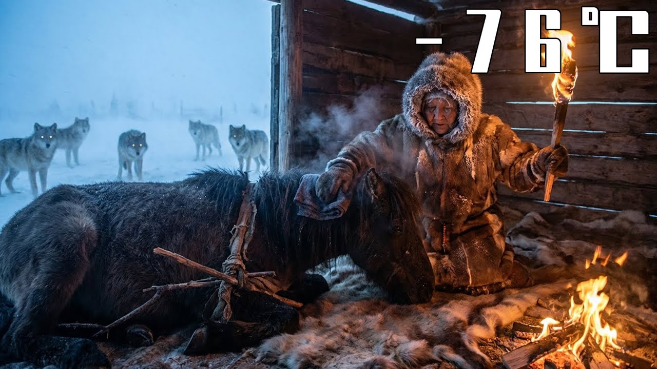–76°C Blizzard Rescue: 90-Year-Old Widow Saves an Injured Wild Horse and Drives Off Wolves with Fire