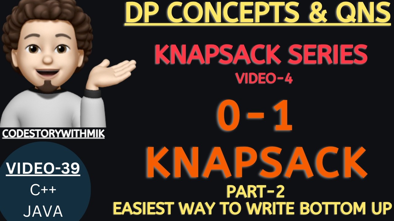 0/1 Knapsack | Bottom Up | Easiest Way | Knapsack Series | DP Concepts & Qns-39 | codestorywithMIK