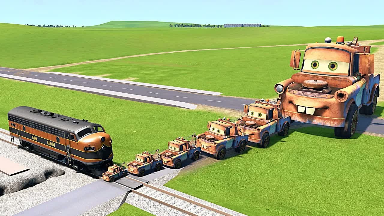 Big & Small Lightning McQueen Monster Wheels vs Pixar Cars with Big Wheels in BeamNG Drive #37
