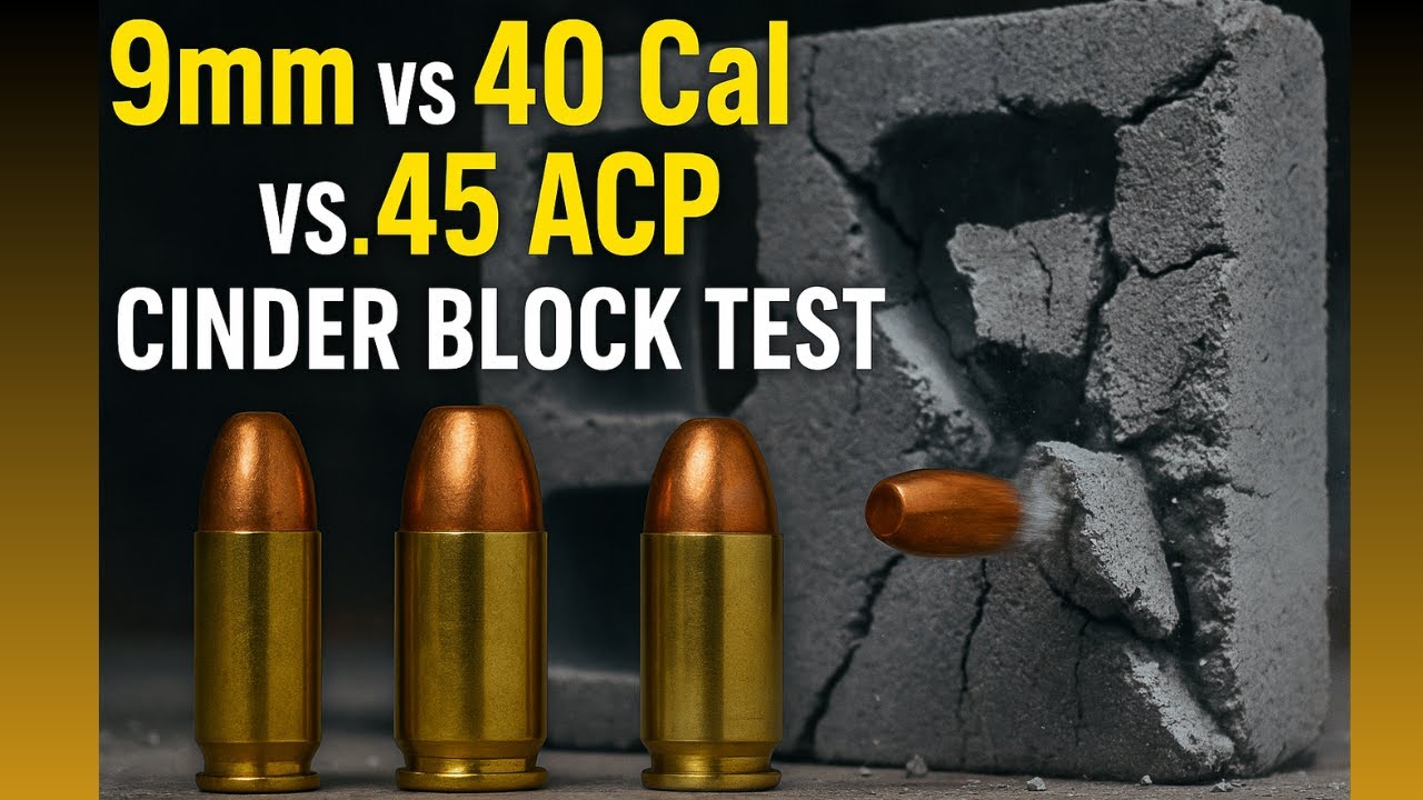 9mm vs .40 Cal vs .45 ACP - Cinder Block Test