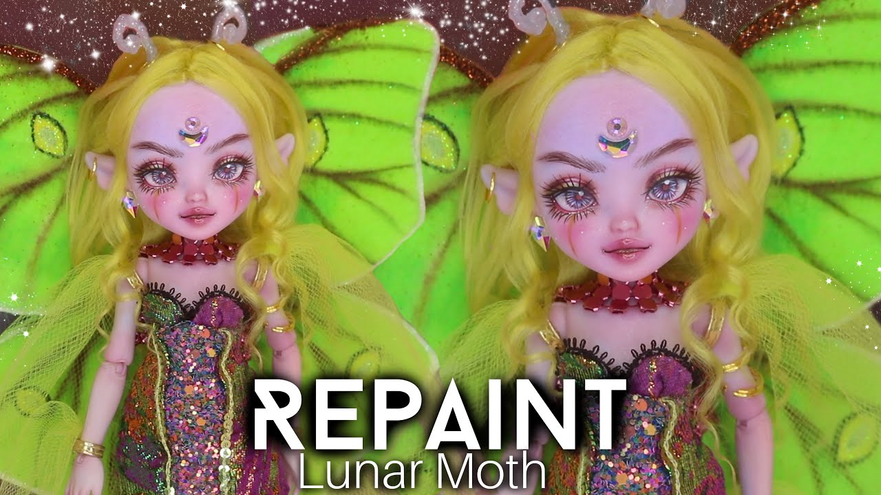 DOLL REPAINT ! Lunar Moth Magic Mixies Pixie Supreme OOAK Custom Doll Tutorial