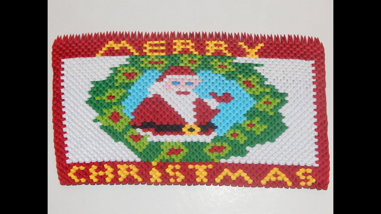 HOW TO MAKE 3D ORIGAMI SANTA CLAUS PAINTING 2014