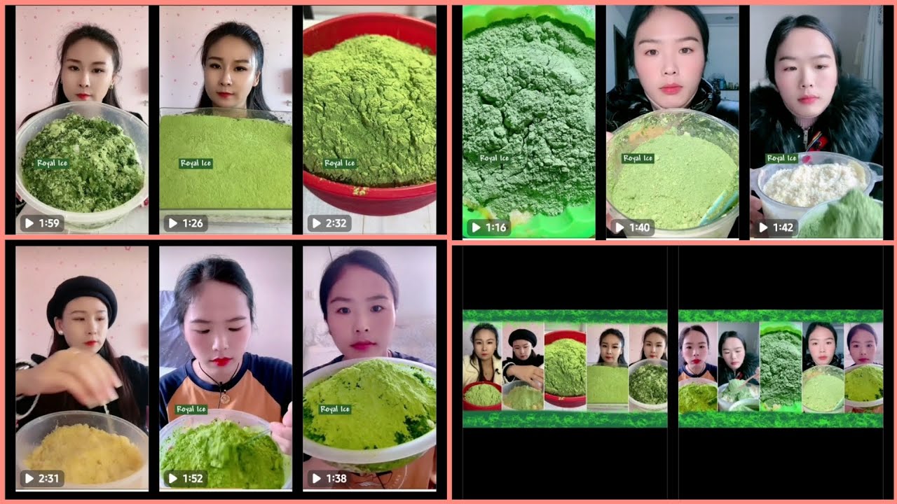 🧊💛🍵 Heavy Matcha Powder Shaved Buckwheat Ice Eating