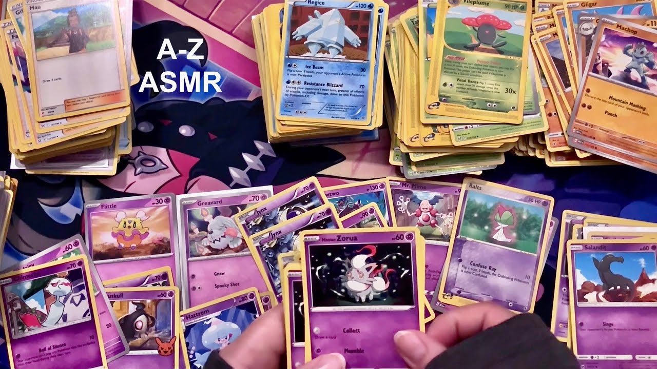 ASMR Alphabetizing Pokémon Cards Pt 2/3 [psychic, fairy, dragon, dark, fire, electric, steel]