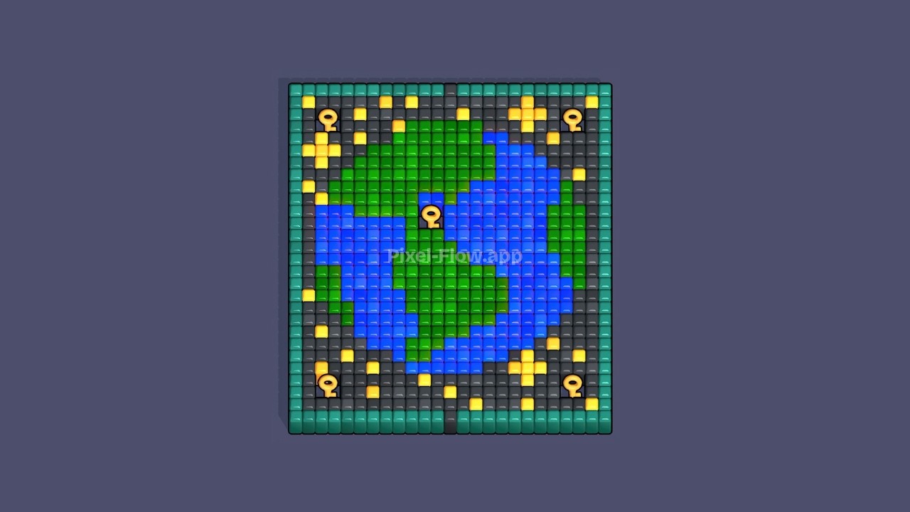 Pixel Flow Level 59 (Hard) Solution Walkthrough - Earth