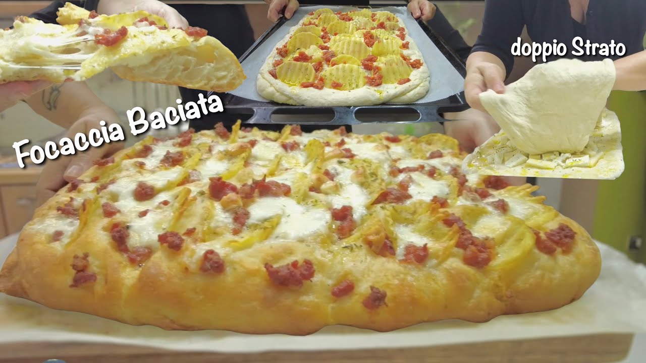 ФОКАЧЧА С ДВОЙНОЙ НАЧИНКОЙ, С НАЧИНКОЙ ИЗ ЛОЖКИ ВНУТРИ И СНАРУЖИ