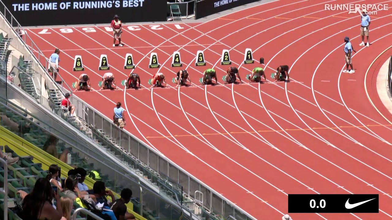 Финал бега на 100 метров среди юношей (первокурсники) &mdash; Nike Outdoor Nationals 2026 [Полная запис...