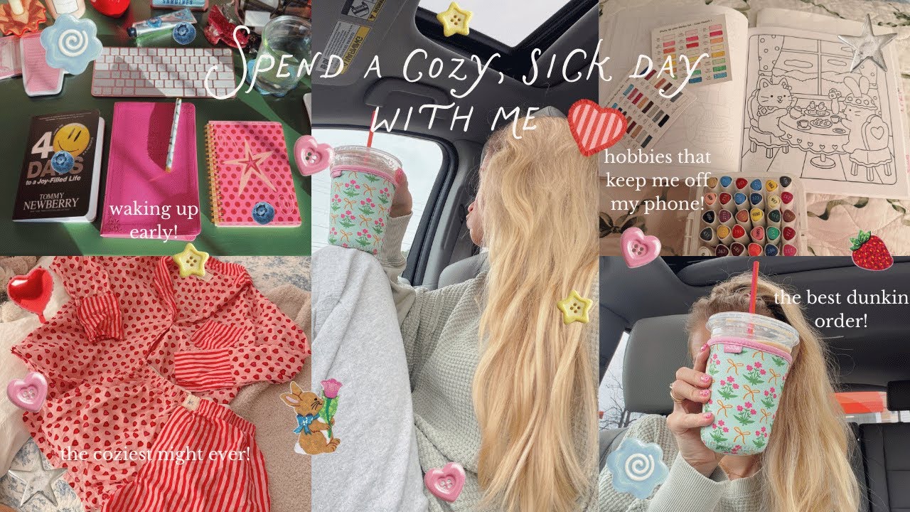 SPEND A COZY, SICK DAY WITH ME! my fav dunkin order, new morning routine, and a hobby night!