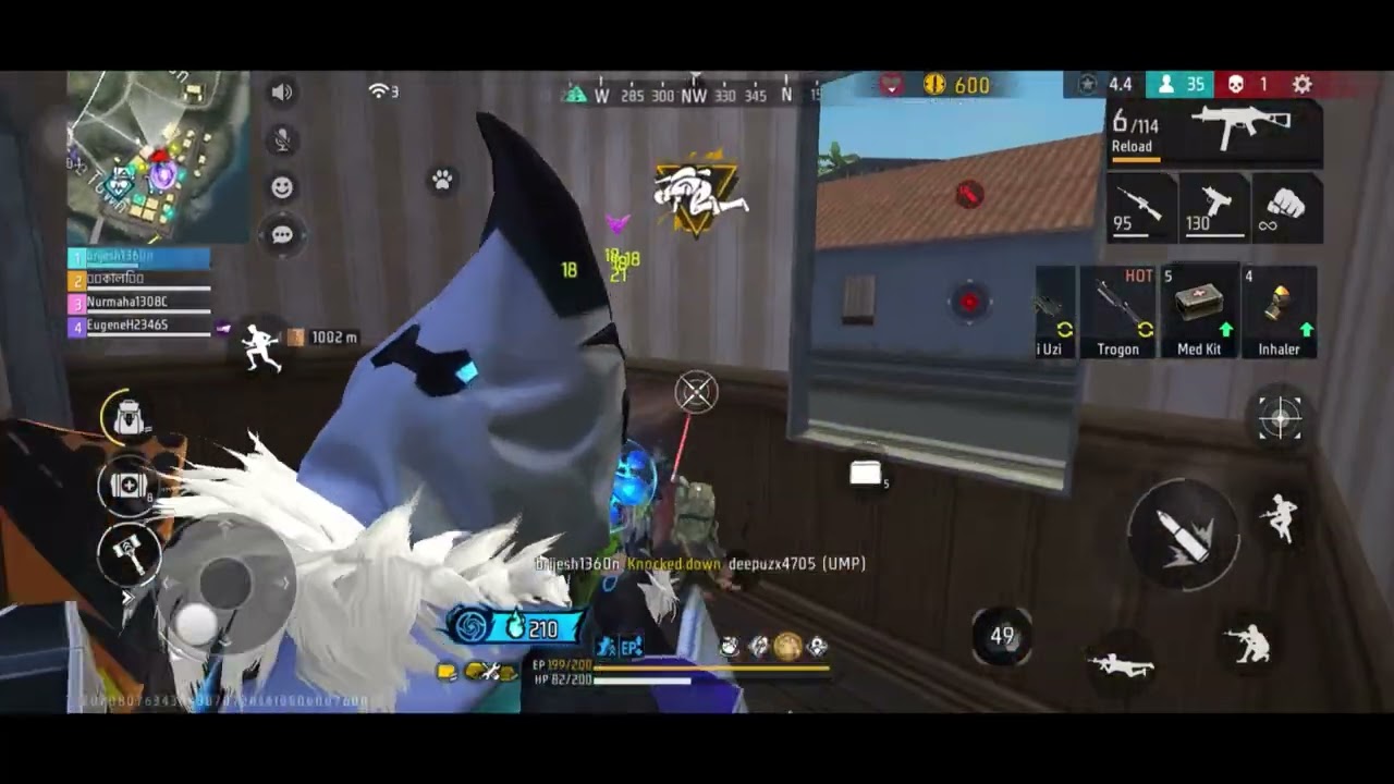 Free Fire gaming video id name brijesh1360n BR-RANKED diamond 1 bad gameing  play  booyha