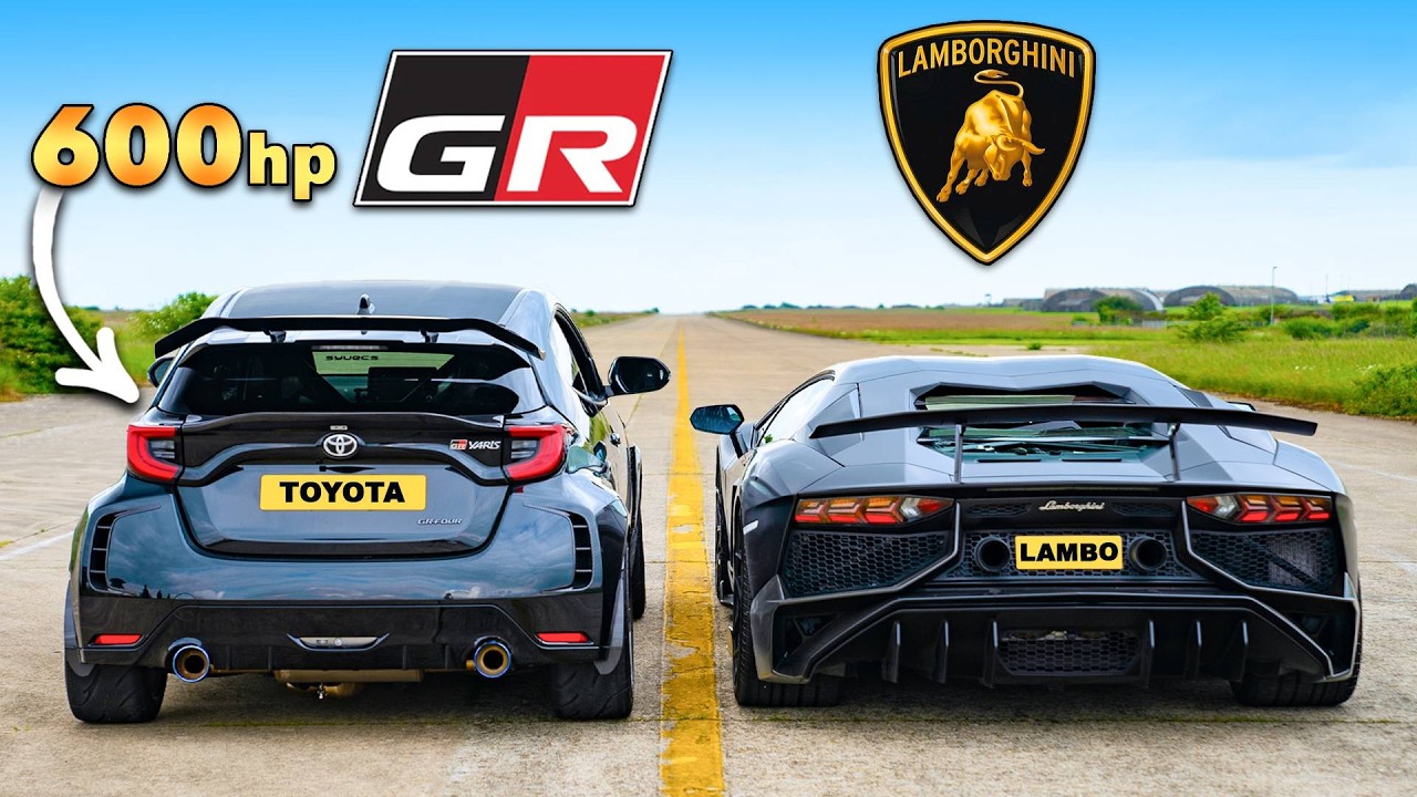 600 beygirlik GR Yaris v Lambo Aventador SV: DRAG YARIŞI