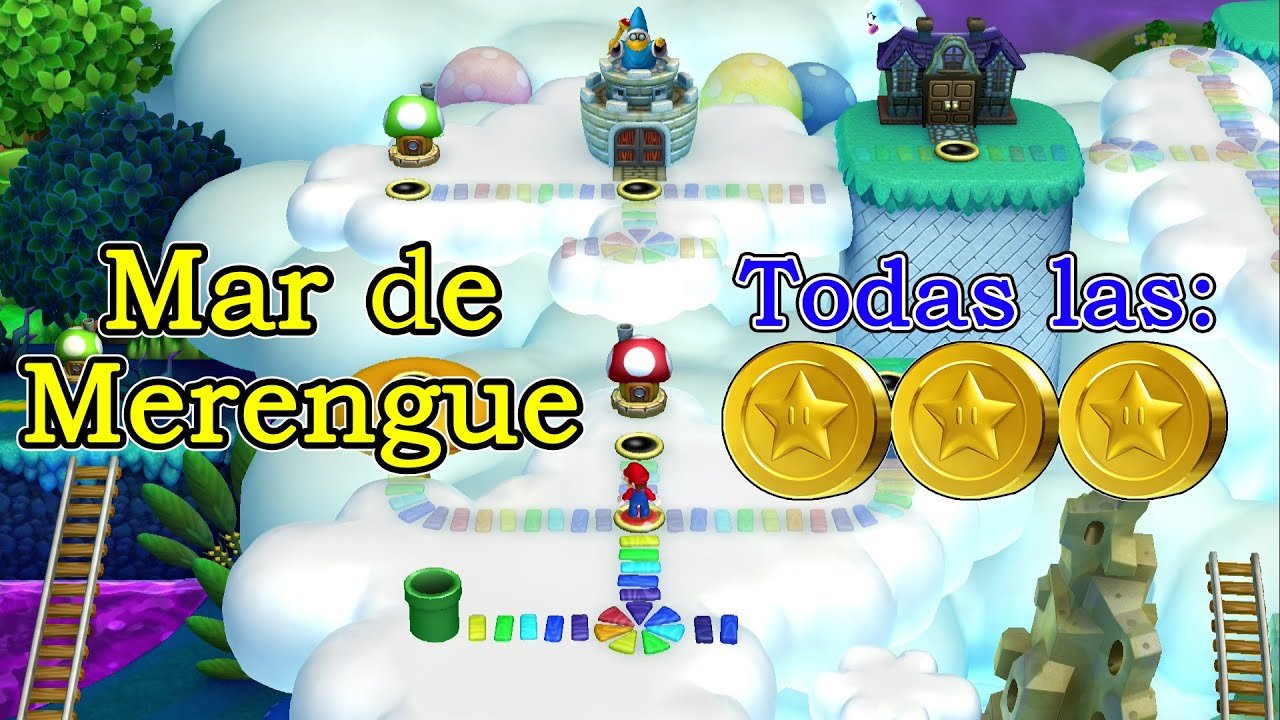 Mar de Merengue Todas las Monedas Estrella, New Super Mario Bros U Deluxe.