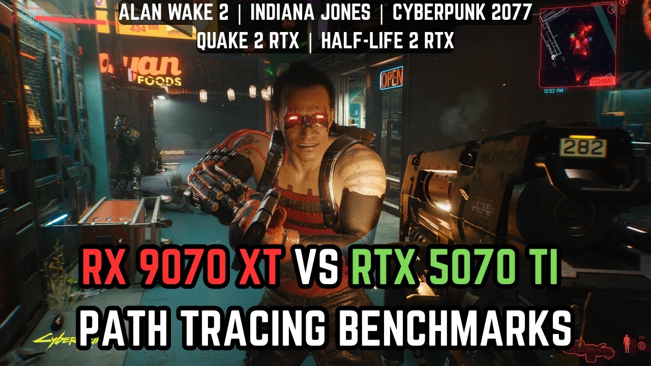 RX 9070 XT против RTX 5070 Ti в трассировке пути (полная трассировка лучей)