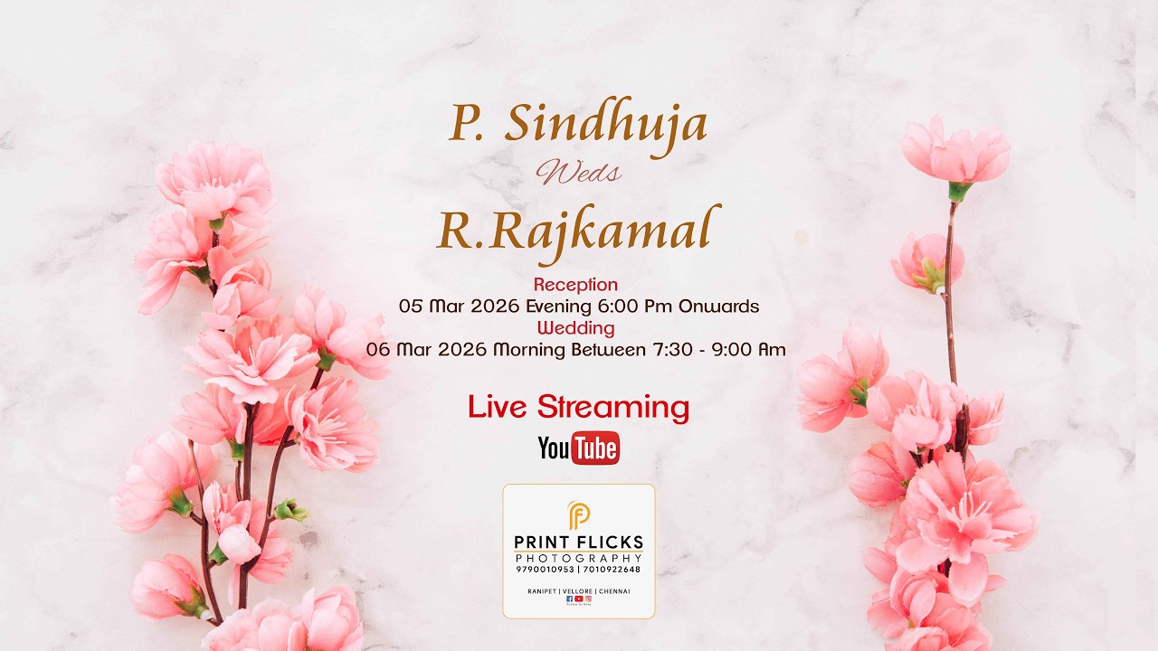 WEDDING LIVE STREAMING OF P.SINDHUJA & R.RAJKAMAL part 2