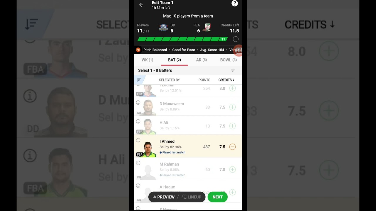Bangladesh premier leauge DDvsFBA #shorts #fantasy #addaguru